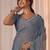 Blue women embellished beads and stones georgette saree