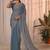 Blue women embellished beads and stones georgette saree