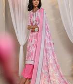 libas pink geometric printed straight suit set with dupatta