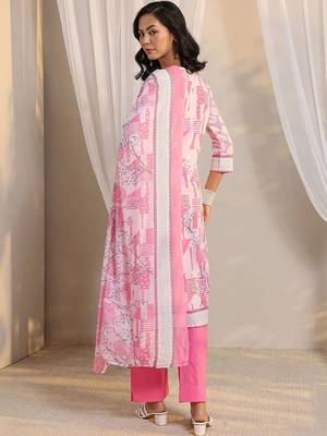 libas pink geometric printed straight suit set with dupatta 4