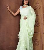Green floral organza saree