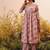 floral printed v-neck three-quarter sleeves empire mirror work  cotton kurta set
