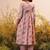 floral printed v-neck three-quarter sleeves empire mirror work  cotton kurta set