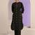 libas black woven design straight kurta set