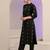 libas black woven design straight kurta set