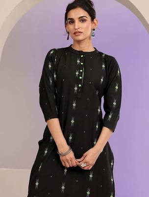 libas black woven design straight kurta set 4