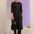 libas black woven design straight kurta set