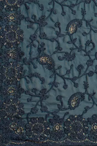 Teal teal blue ethnic motifs saree
