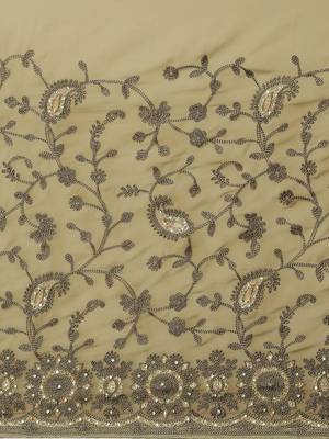 Olive olive green floral embroidered saree 4