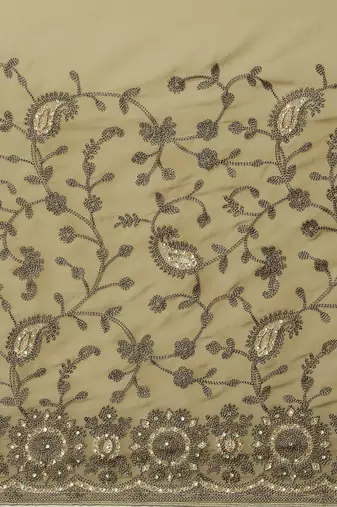 Olive olive green floral embroidered saree