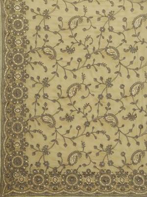 Olive olive green floral embroidered saree 5