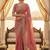 Pink ethnic motifs embroidered poly chiffon heavy work saree