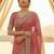 Pink ethnic motifs embroidered poly chiffon heavy work saree