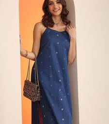 geometric printed shoulder straps straight kurta with trouser