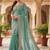 Sea green floral embroidered poly chiffon heavy work saree