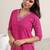 women ethnic motifs printed regular thread work kurta with trousers & with dupatta