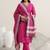 women ethnic motifs printed regular thread work kurta with trousers & with dupatta