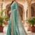 Sea green floral embroidered poly chiffon heavy work saree