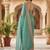 Sea green floral embroidered poly chiffon heavy work saree