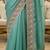 Sea green floral embroidered poly chiffon heavy work saree