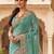 Sea green floral embroidered poly chiffon heavy work saree