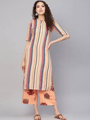women striped regular kurta with palazzos 1