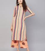 women striped regular kurta with palazzos