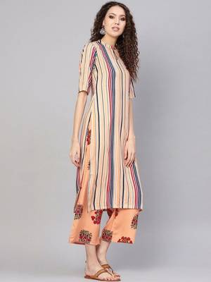 women striped regular kurta with palazzos 4