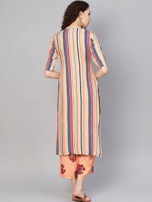 women striped regular kurta with palazzos 5