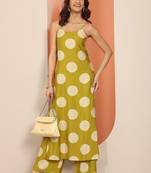 women geometric printed shoulder straps kurta with palazzos