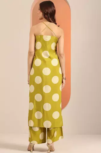 women geometric printed shoulder straps kurta with palazzos