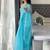 Turquoise floral embellished organza saree