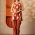 women printed regular top with trousers