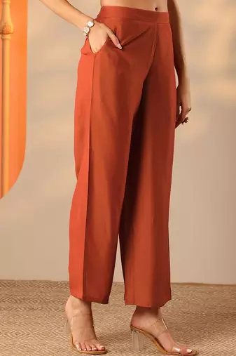 women printed regular top with trousers