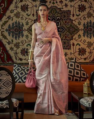 Off white woven design zari kanjeevaram saree 1