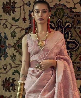 Off white woven design zari kanjeevaram saree 2