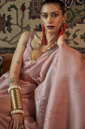 Off white woven design zari kanjeevaram saree