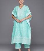 women ethnic motifs printed regular thread work kurta with trousers