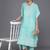 women ethnic motifs printed regular thread work kurta with trousers