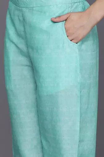 women ethnic motifs printed regular thread work kurta with trousers