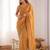 Mustard floral embroidered sequinned tissue saree
