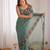 Sea green solid embroidered tissue saree