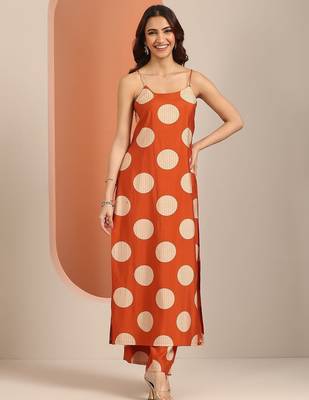geometric printed round neck kurta with palazzos 1