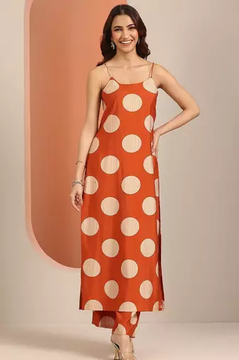 geometric printed round neck kurta with palazzos