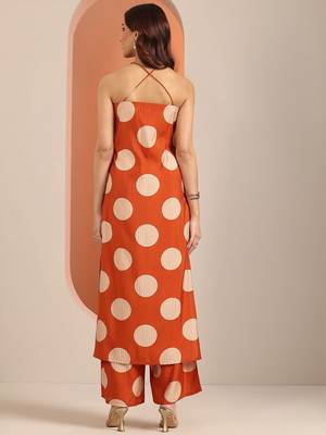 geometric printed round neck kurta with palazzos 3