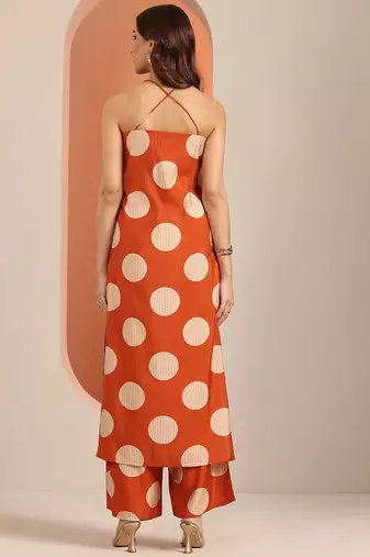 geometric printed round neck kurta with palazzos