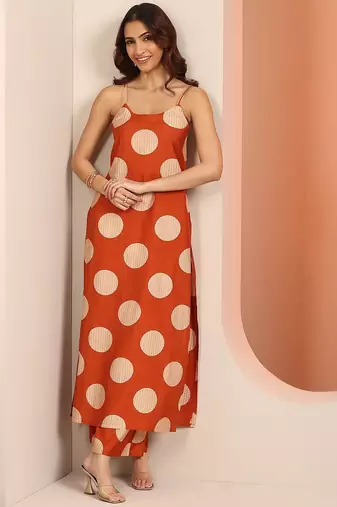 geometric printed round neck kurta with palazzos