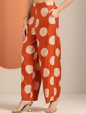 geometric printed round neck kurta with palazzos 5