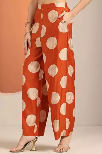 geometric printed round neck kurta with palazzos