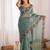 Sea green solid embroidered tissue saree